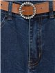 High waist jeans with belt azul (S-XXL)