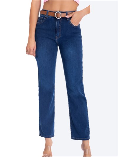 High waist jeans with belt azul (S-XXL)