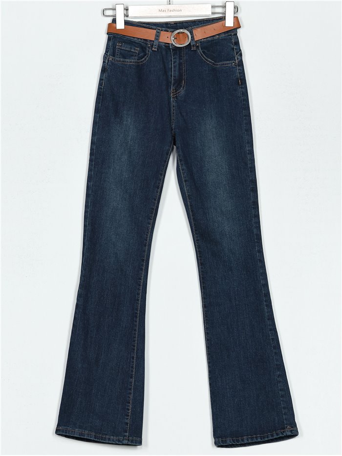 Jeans flare cinturón azul (S-XXL)