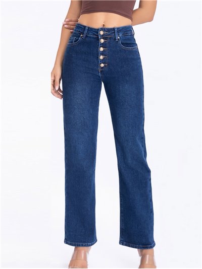 High waist jeans with buttons azul (S-XXL)