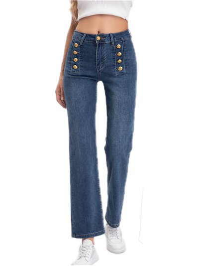 High waist jeans with buttons azul (S-XXL)