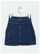 Short falda denim bolsillos azul (XS-XL)