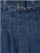 Belted denim bermuda skirt azul (XS-XL)