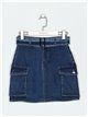 Short falda denim bolsillos azul (S-XXL)