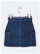 Short falda denim bolsillos azul (S-XXL)