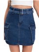 Short falda denim bolsillos azul (S-XXL)