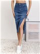 Denim midi skirt with a vent azul (S-XXL)