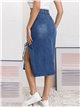 Falda denim midi abertura azul (S-XXL)