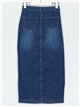 Falda denim larga botones azul (S-XXL)