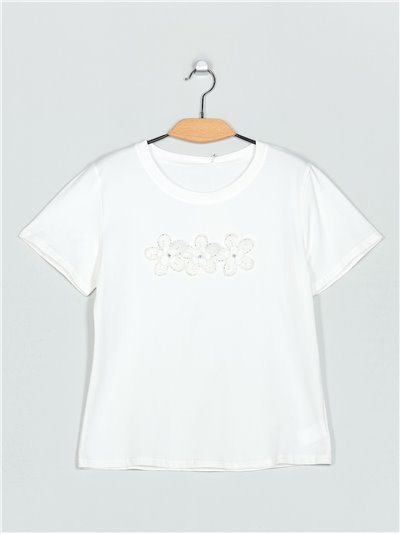 Camiseta flores pedrería (S/M-L/XL)