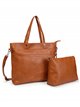 2 pieces Contrast tote bag + crossbody bag brown