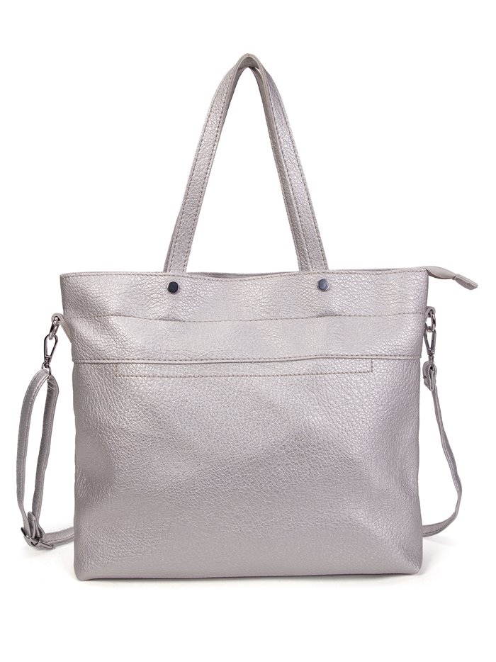 2 pieces Contrast tote bag + crossbody bag silver