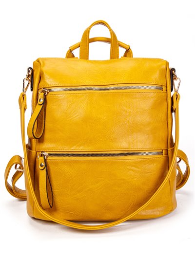 Backpack with zip yellow