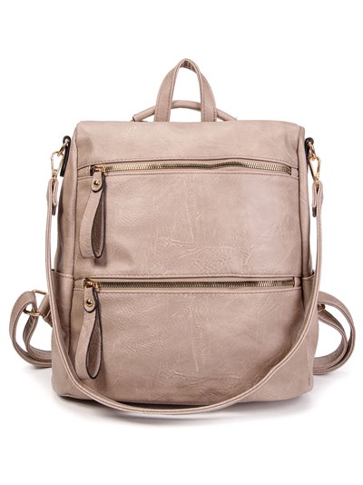 Backpack with zip khaki