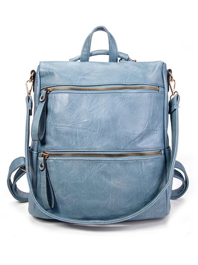Backpack with zip dinem-blue