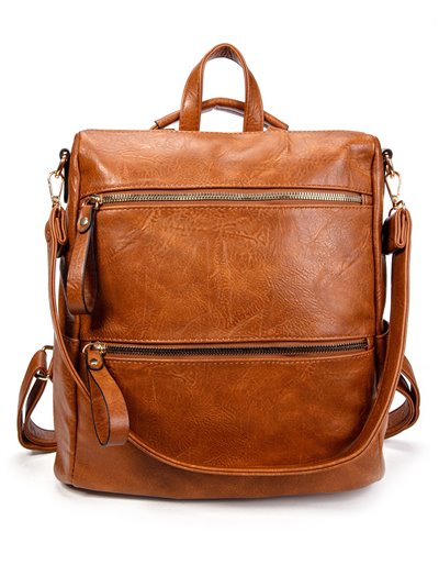 Backpack with zip brown