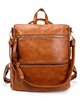 Backpack with zip brown