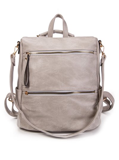 Backpack with zip grey