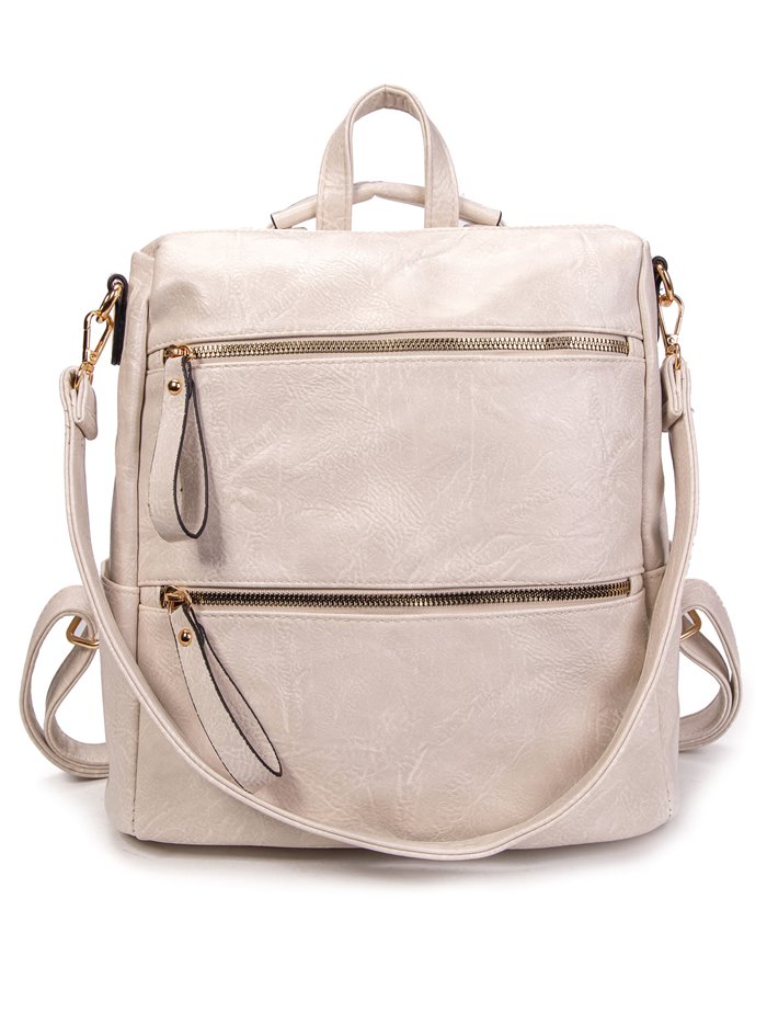 Mochila cremalleras beige