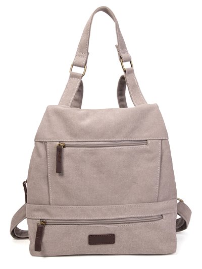 Canvas backpack with zip grey