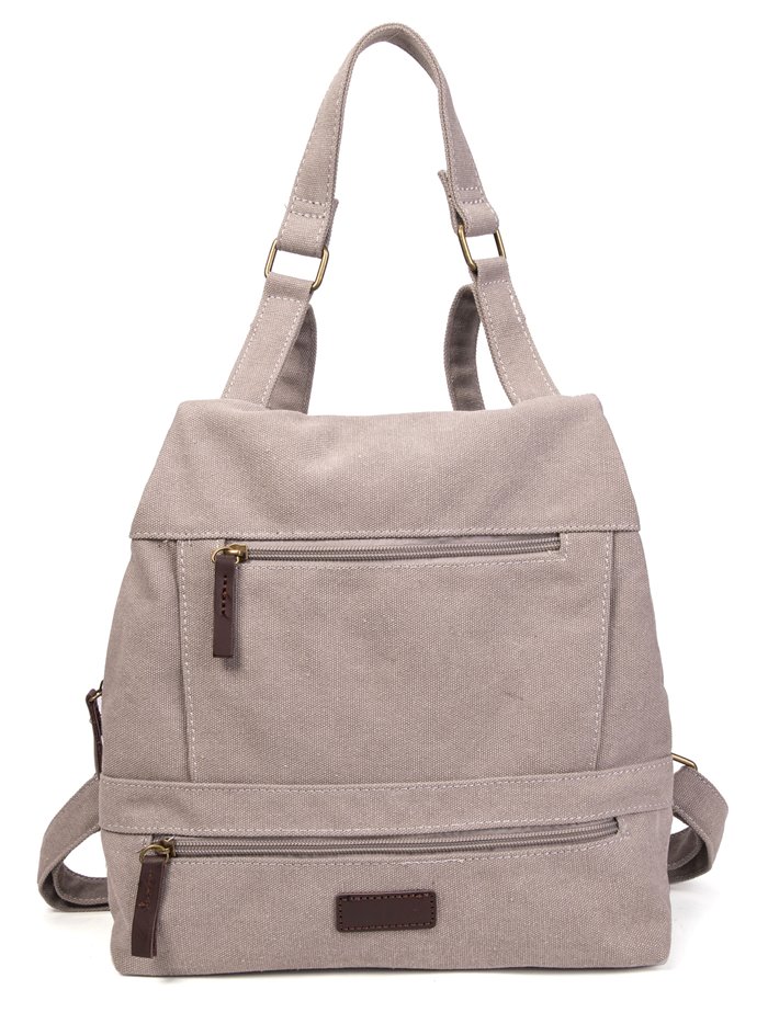 Canvas backpack with zip grey