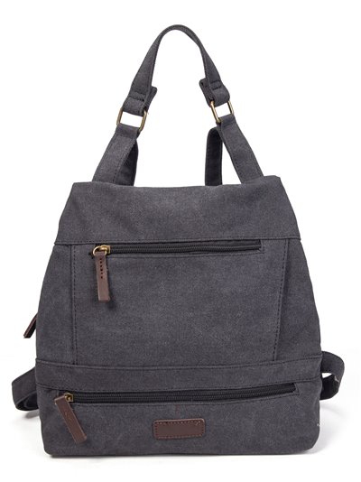 Canvas backpack with zip black