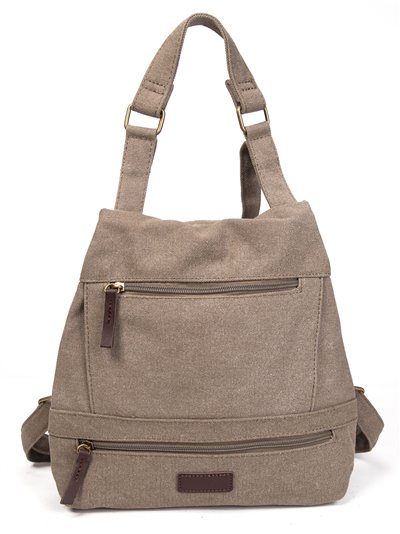 Canvas backpack with zip army-green