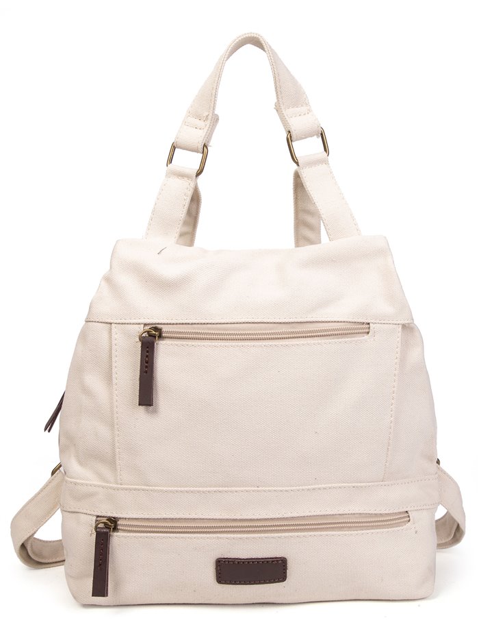 Mochila canvas cremalleras beige