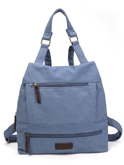 Canvas backpack with zip dinem-blue