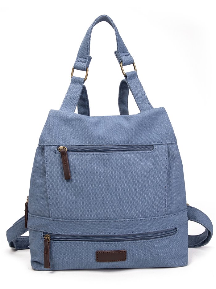 Canvas backpack with zip dinem-blue