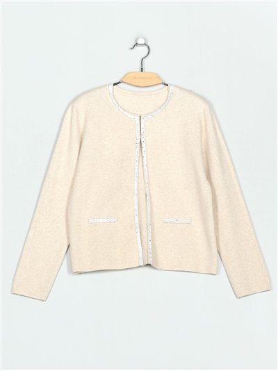 Soft knitted cardigan with tweed (M/L-L/XL)