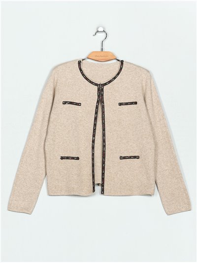 Soft knitted cardigan with tweed (M/L-L/XL)