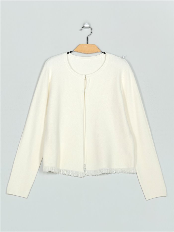 Frayed edge soft knitted cardigan (M/L-L/XL)