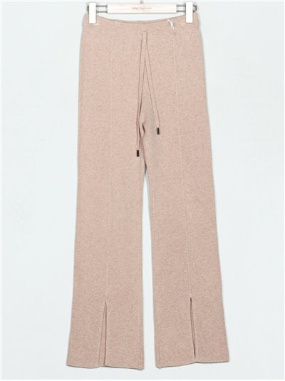 Straight knit trousers with a vent (M/L-L/XL)