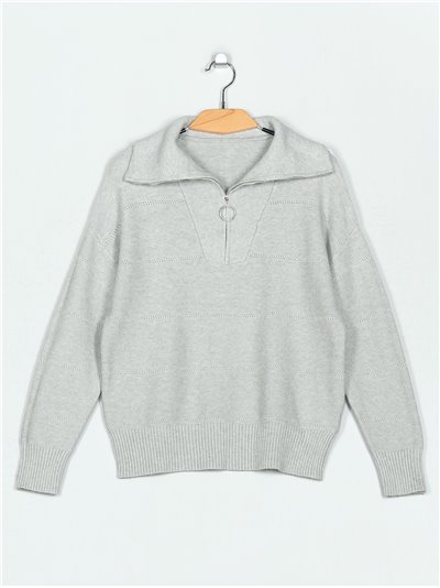 Zip neck knit sweater (M/L-L/XL)