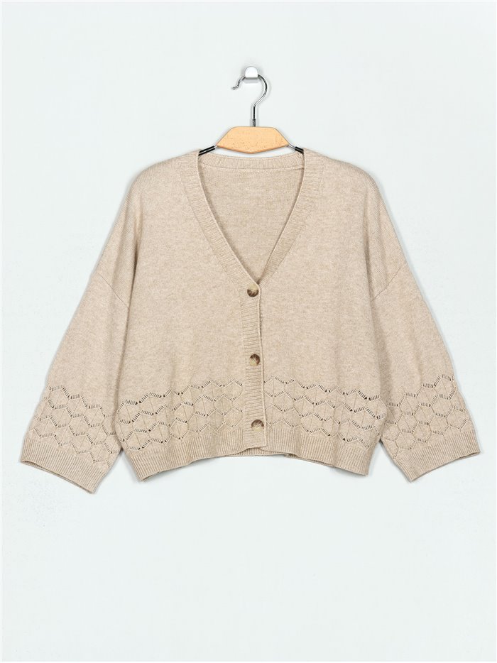 Oversized die-cut knit cardigan (M/L-L/XL)