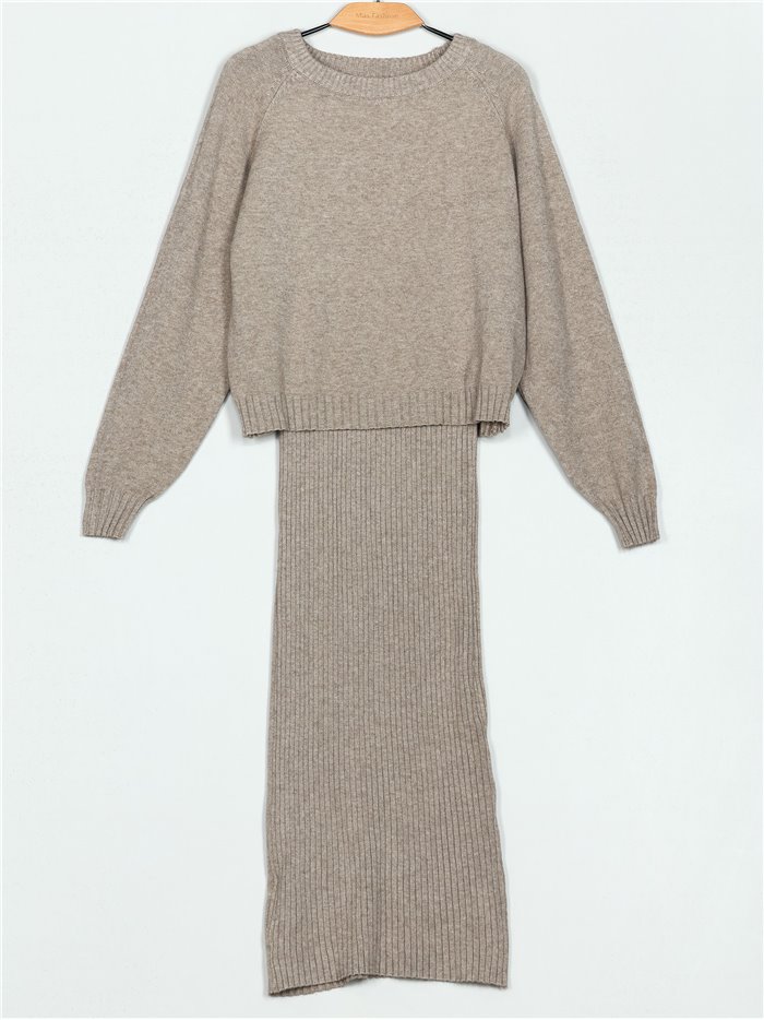 Sweater + Ribbed knit dress (M/L-L/XL)