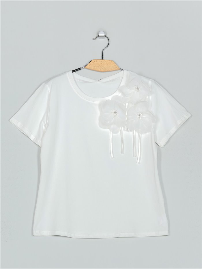 Flowers t-shirt with rhinestone (M/L-XL/XXL)