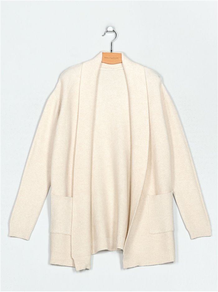 Ribbed knit cardigan (M/L-L/XL)