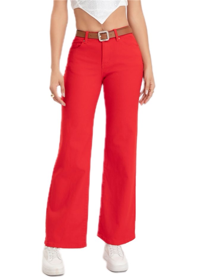 Jeans rectos cinturón rojo (S-XXL)