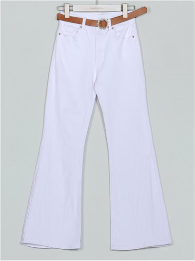 Jeans flare cinturón blanco (S-XXL)