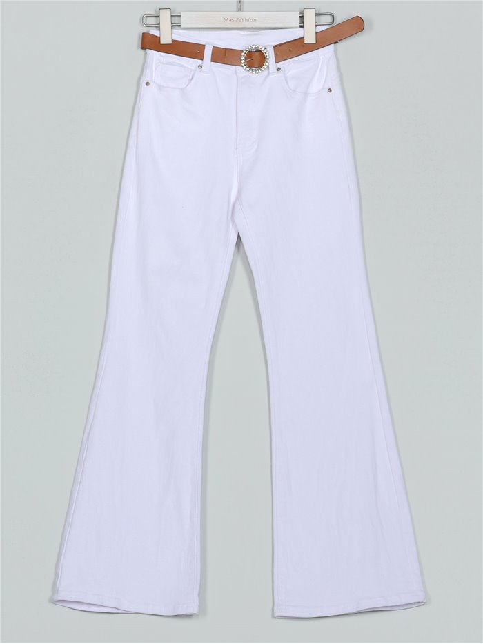 Jeans flare cinturón blanco (S-XXL)