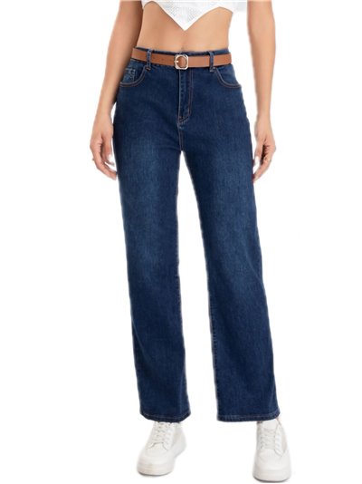 Plus size belted jeans azul (40-52)