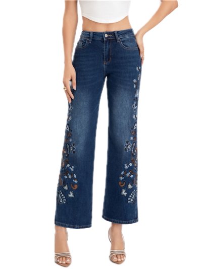 Embroidered straight jeans azul (S-XXL)