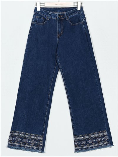 Jeans rectos bordados azul (S-XXL)