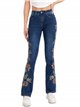 Jeans flare bordado flores azul (S-XXL)