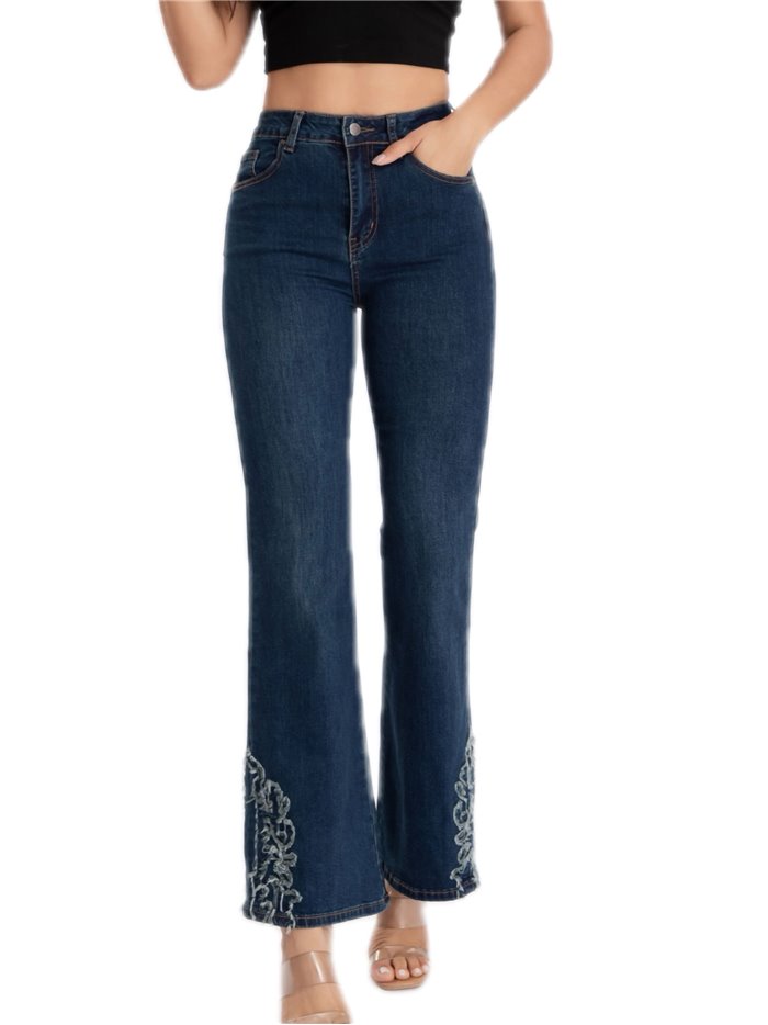 Embroidered flare jeans azul (S-XXL)