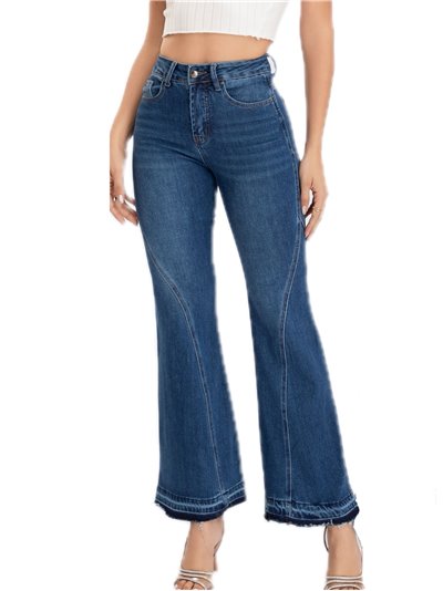 Jeans flare deshilachado azul (XS-XL)
