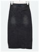 Denim midi skirt with a vent negro (S-XXL)