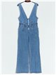 Belted straight denim Jumpsuit azul (XS-XL)